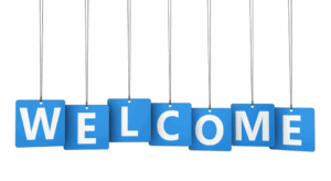 a close-up of a welcome sign