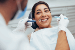 a patient during an emergency dental appointment