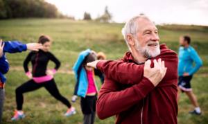 a person exercising and smiling 